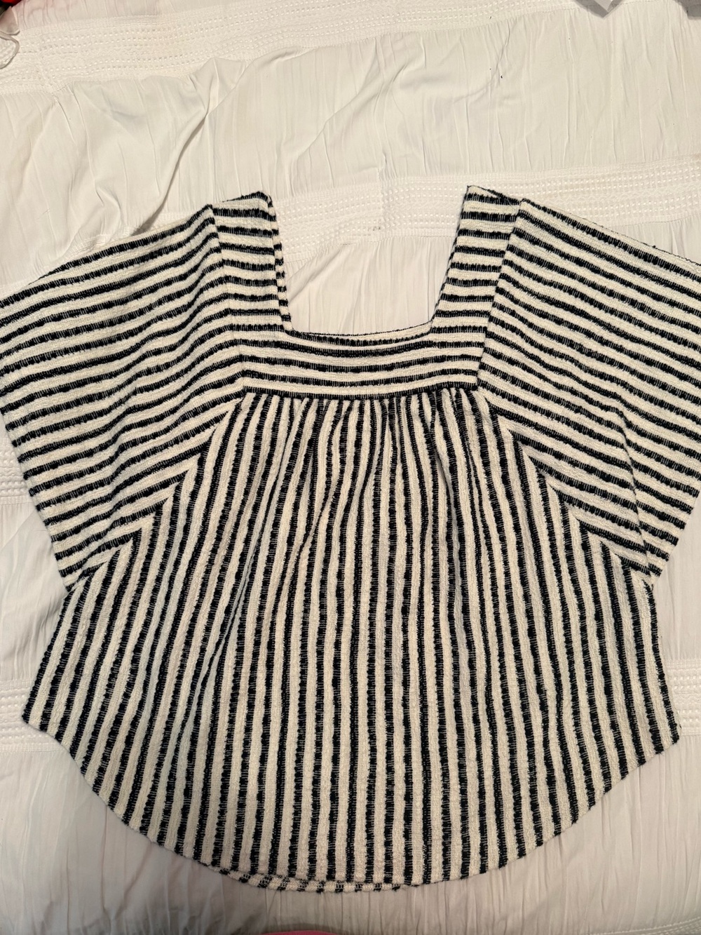 Madewell Black and White Striped Square-Neck Top